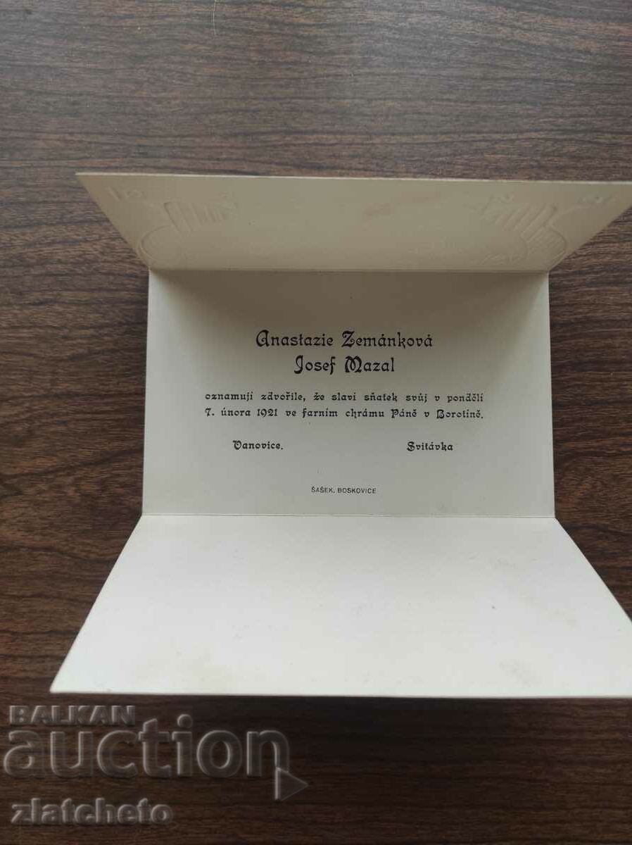 Old Art Nouveau engagement invitation. 1921 Czech Republic with price 30.00 BGN | € 15.34 Old Art Nouveau engagement invitation. 1921 Czech Republic with price 30.00 BGN | € 15.34