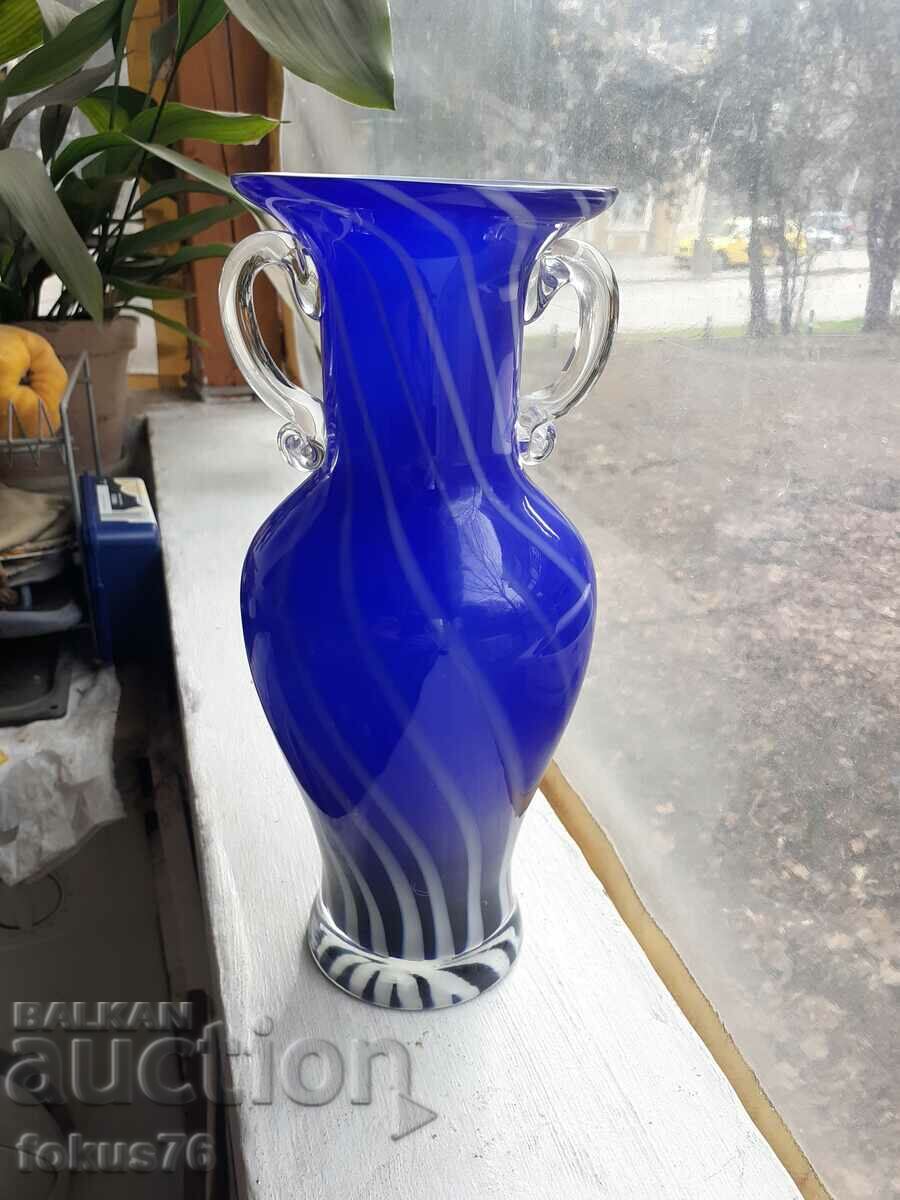 Голяма синя ваза Мурано