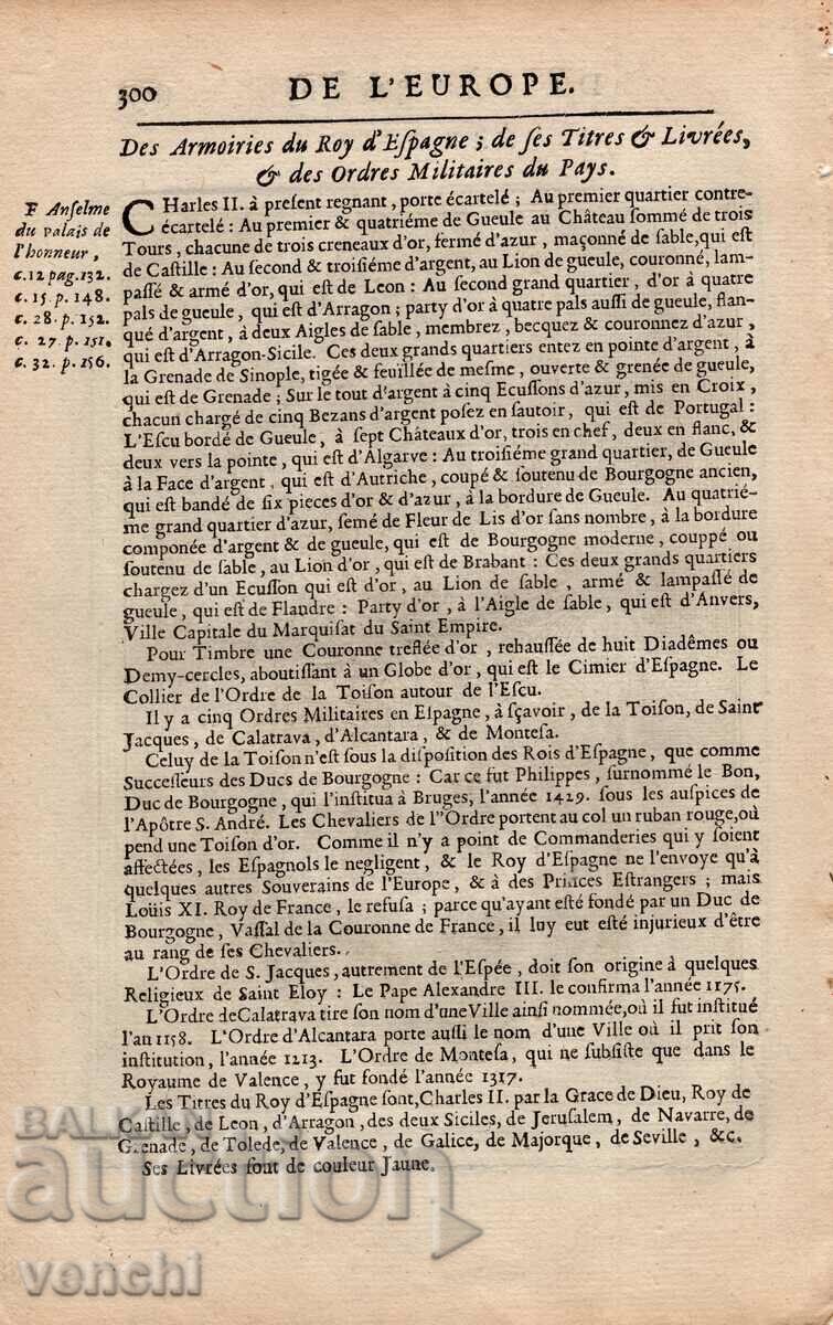1683 - GRAVURĂ - MALLET - CAROL AL II-LEA, REGELE SPANIEI - ORIGINAL cu preț € 34.99 | 68.43 BGN 1683 - GRAVURĂ - MALLET - CAROL AL II-LEA, REGELE SPANIEI - ORIGINAL cu preț € 34.99 | 68.43 BGN