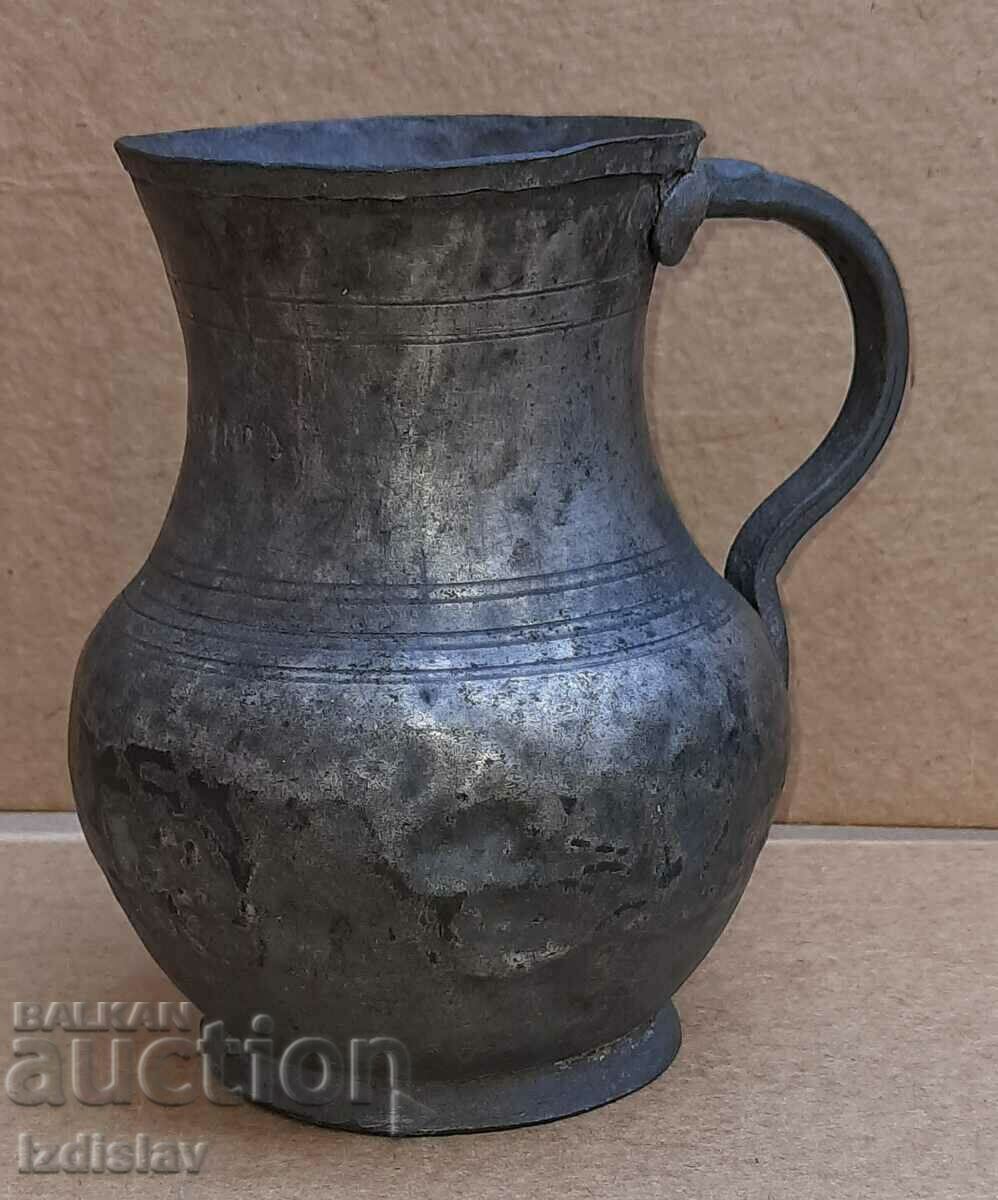 Antique Ottoman copper wine jug hand forged 19th c with price 80.00 BGN | € 40.90