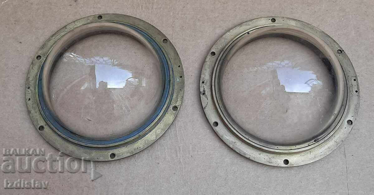 2 pcs glass cupulas with brass for marine compass 2 pcs glass cupulas with brass for marine compass
