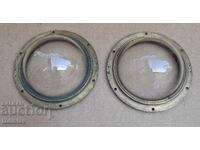 2 buc cupule de sticla cu alama pentru busola marina