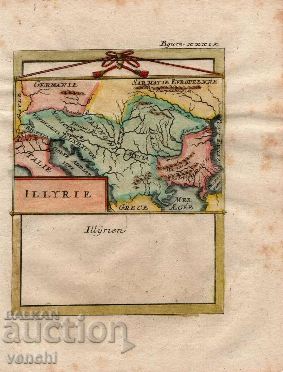 1719 - GRAVURĂ - HARTA ILIRIEI - ORIGINAL