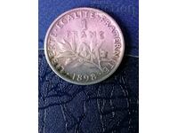 1 франк 1898 , Франция , Сребро.