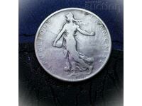 1 франк 1899 , Франция ,  Сребро.  - 5 грама, проба 835.