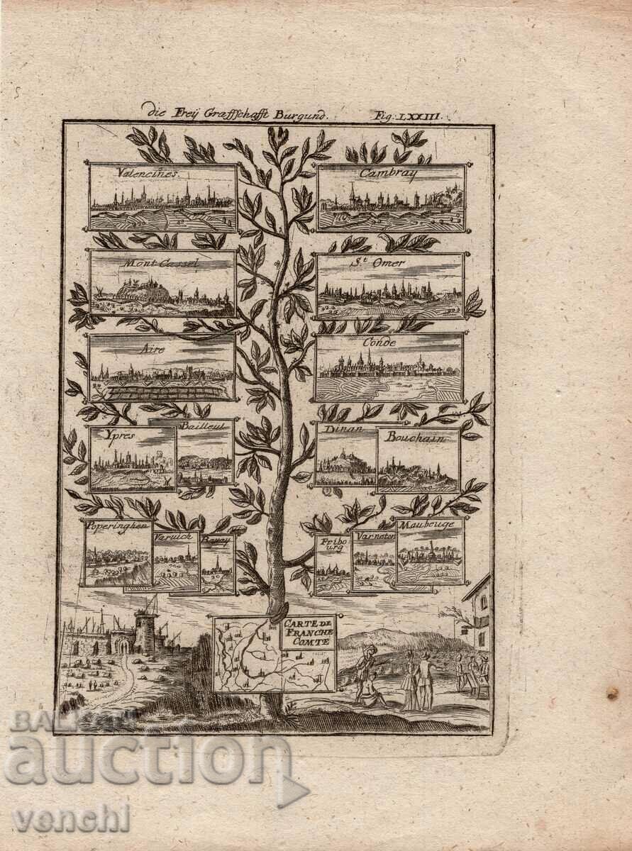 1719 - ГРАВЮРА - ФРЕНСКИ ГРАДОВЕ - ОРИГИНАЛ . 1719 - ГРАВЮРА - ФРЕНСКИ ГРАДОВЕ - ОРИГИНАЛ .