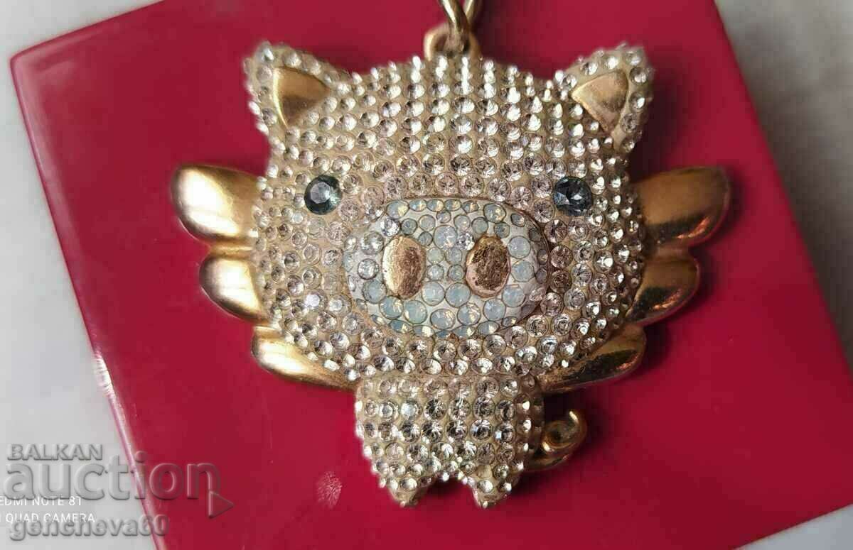 Suport cheie Swarovski, placat cu aur