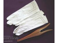 20-те Дамски Кожени Ръкавици с дървена щипка