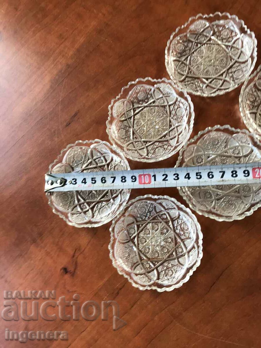 PLATE GLASS CRYSTAL FOR WHITE SWEETS FROM SOCA SET OF 6 PCS. - 6 PLATE GLASS CRYSTAL FOR WHITE SWEETS FROM SOCA SET OF 6 PCS. - 6