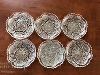 PLATE GLASS CRYSTAL FOR WHITE SWEETS FROM SOCA SET OF 6 PCS.