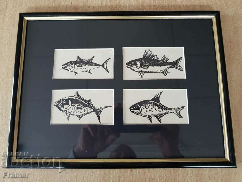 Atanas Yaranov 1940-1988 The Fisherman's Trophies Original drawing - 5