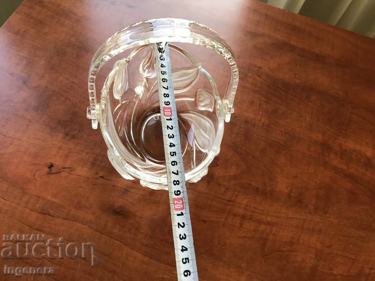 Auction FRUCTIERA BASKET THICK EMBOSSED GLASS BULGARIA Auction FRUCTIERA BASKET THICK EMBOSSED GLASS BULGARIA