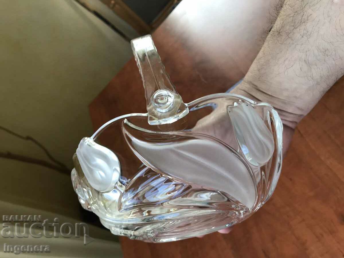 FRUCTIERA BASKET THICK EMBOSSED GLASS BULGARIA - 5 FRUCTIERA BASKET THICK EMBOSSED GLASS BULGARIA - 5