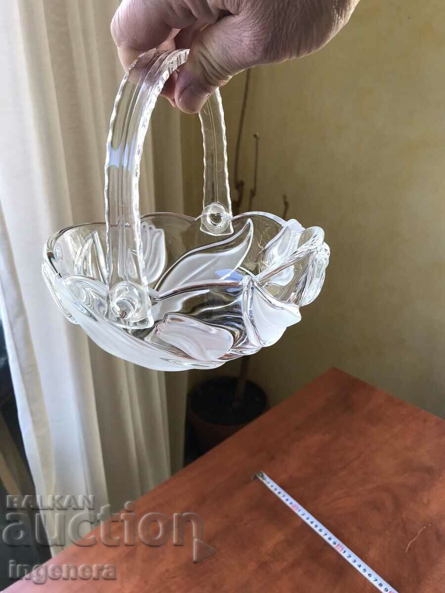 FRUCTIERA BASKET THICK EMBOSSED GLASS BULGARIA - 6 FRUCTIERA BASKET THICK EMBOSSED GLASS BULGARIA - 6