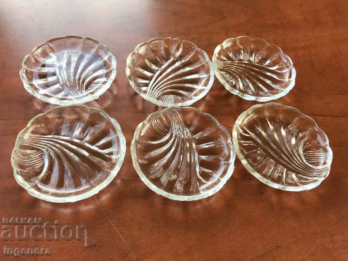 GLASS PLATE FOR WHITE SWEETS FROM SOTSA BULGARIA - 6 PCS.