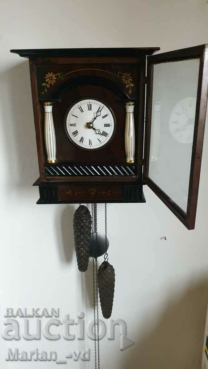 Wall clock Biedermeier Schwarzwald - wood, porcelain with price 300.00 BGN | € 153.39