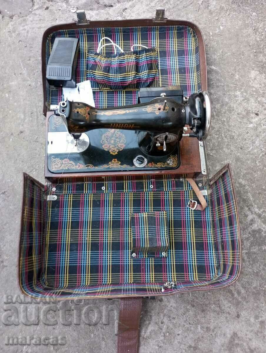 Old sewing machine with electric drive