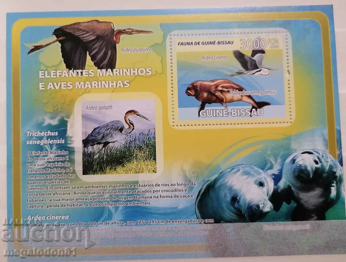 Guinea-Bissau - fauna, manatee and herons with price 9.50 BGN | € 4.86