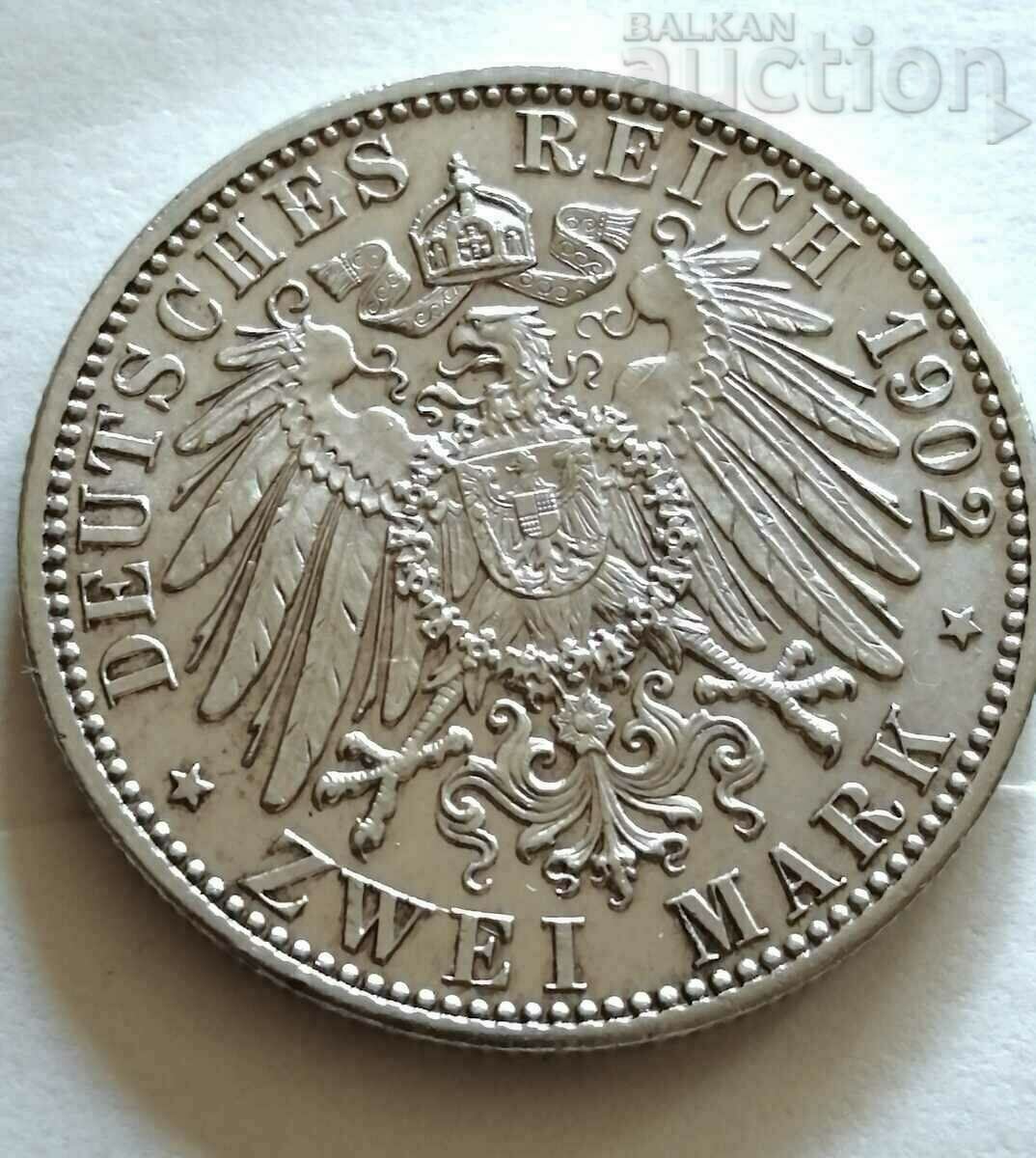 2 timbre 1902 Baden, Germania - argint.