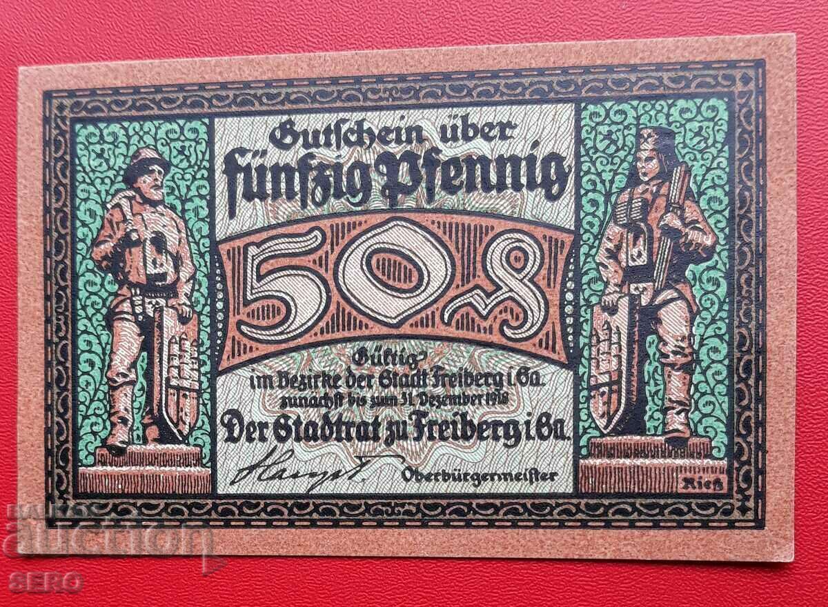 Банкнота-Германия-Саксония-Анхалт-Фрайберг-50 пфенига 1920