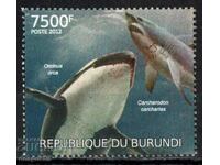 2012. Burundi. Protecția naturii - balene ucigașe și rechini + Block.