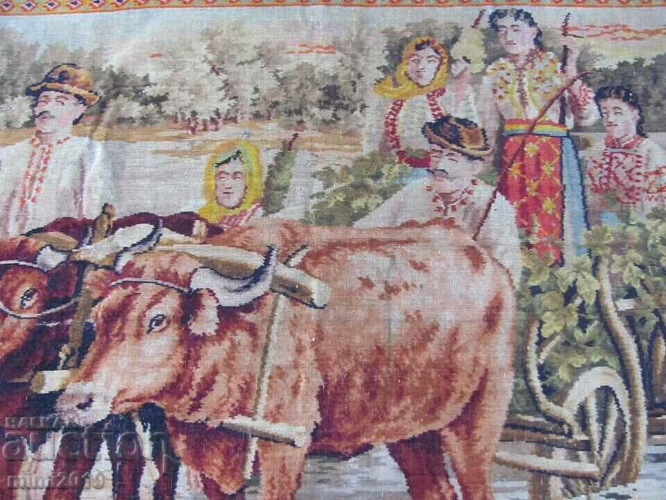 Delivery of 19th century Large Wall Carpet Folk Motifs - The Balkans Delivery of 19th century Large Wall Carpet Folk Motifs - The Balkans