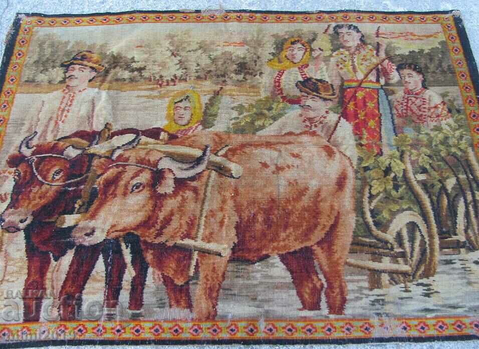 19th century Large Wall Carpet Folk Motifs - The Balkans