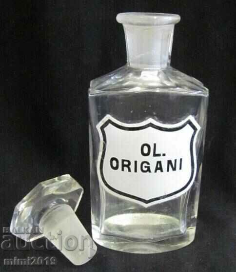 Licitație Sticla de Sticla Apothecary secol XIX OL.ORIGANI Licitație Sticla de Sticla Apothecary secol XIX OL.ORIGANI