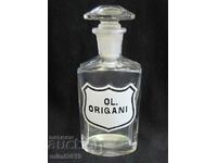 19th century Apothecary Glass Bottle OL.ORIGANI