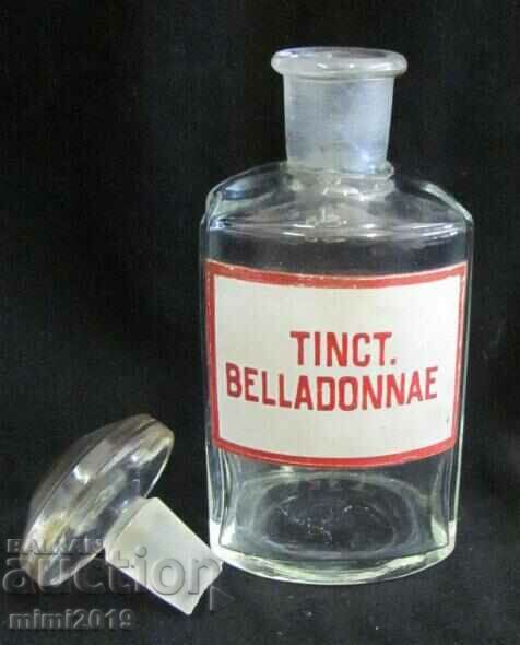 19th Century Apothecary Glass Bottle TINCT BELLADONNAE with price 180.00 BGN | € 92.03 19th Century Apothecary Glass Bottle TINCT BELLADONNAE with price 180.00 BGN | € 92.03