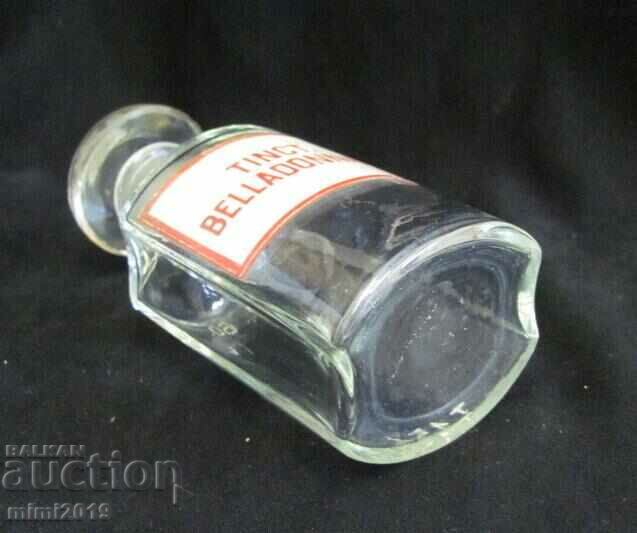 19th Century Apothecary Glass Bottle TINCT BELLADONNAE - 7 19th Century Apothecary Glass Bottle TINCT BELLADONNAE - 7