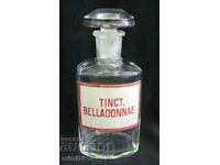 Sticla de sticlă de farmacie din secolul al XIX-lea TINCT BELLADONNAE