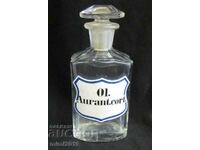 19th Century Apothecary Glass Bottle OL. AURANT. CORT
