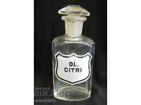 19th Century Apothecary Glass Bottle OL.CITRI