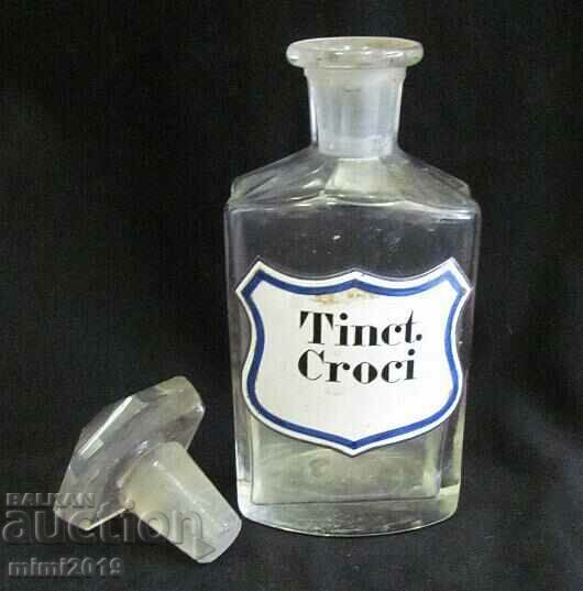 19th Century Apothecary Glass Bottle TINCT.CROCI with price 180.00 BGN | € 92.03 19th Century Apothecary Glass Bottle TINCT.CROCI with price 180.00 BGN | € 92.03