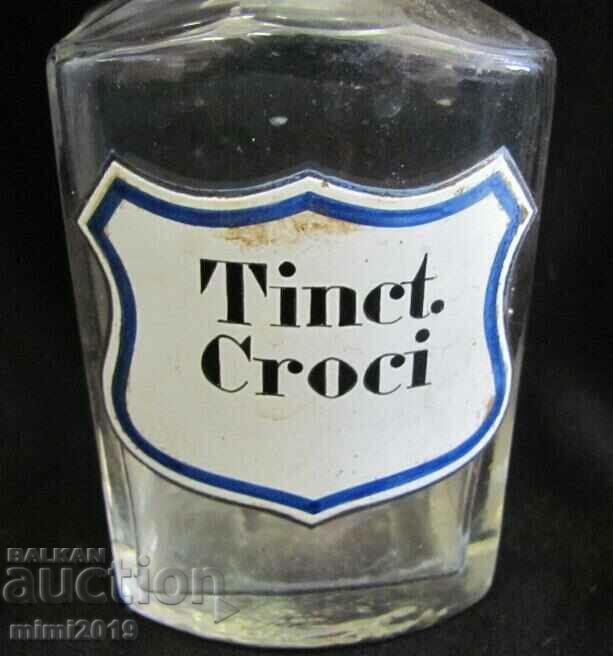 Auction 19th Century Apothecary Glass Bottle TINCT.CROCI Auction 19th Century Apothecary Glass Bottle TINCT.CROCI