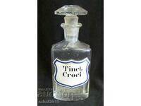 Sticla de sticla de farmacie din secolul al XIX-lea TINCT.CROCI