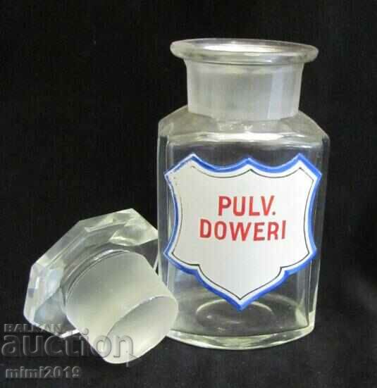 Delivery of 19th Century Apothecary Glass Bottle PULV.DOVERI Delivery of 19th Century Apothecary Glass Bottle PULV.DOVERI