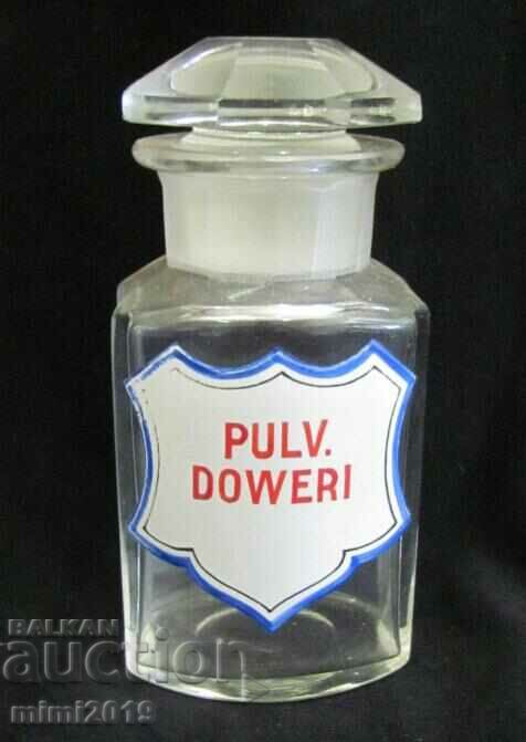 19th Century Apothecary Glass Bottle PULV.DOVERI