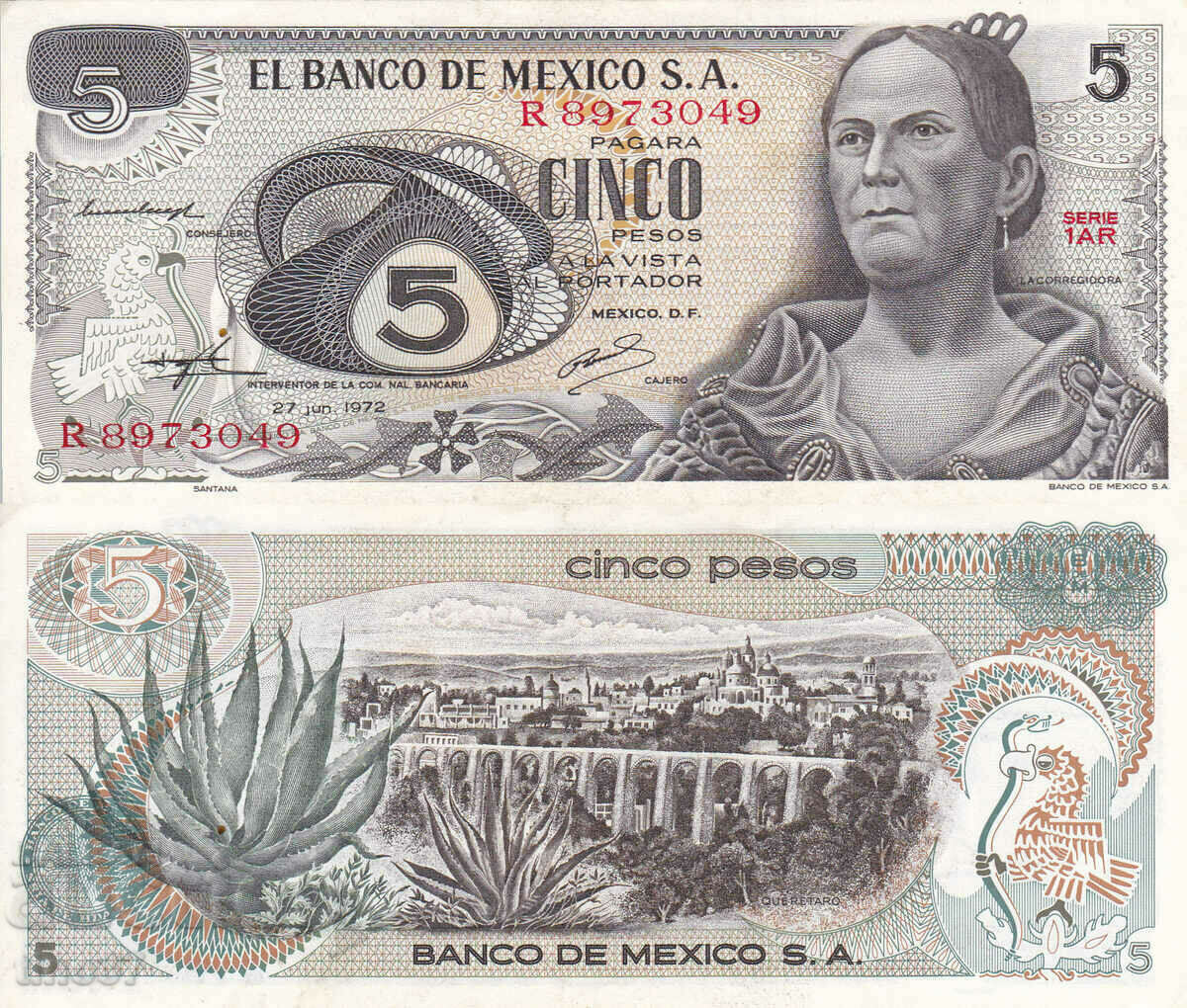 tino37- MEXICO - 5 PESOS - 1972 - AU
