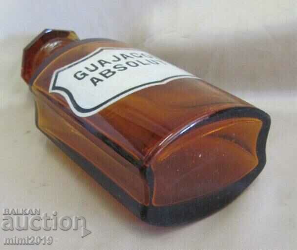 19th Century Apothecary Glass Bottle GUAJACOL ABSOLUT - 6 19th Century Apothecary Glass Bottle GUAJACOL ABSOLUT - 6