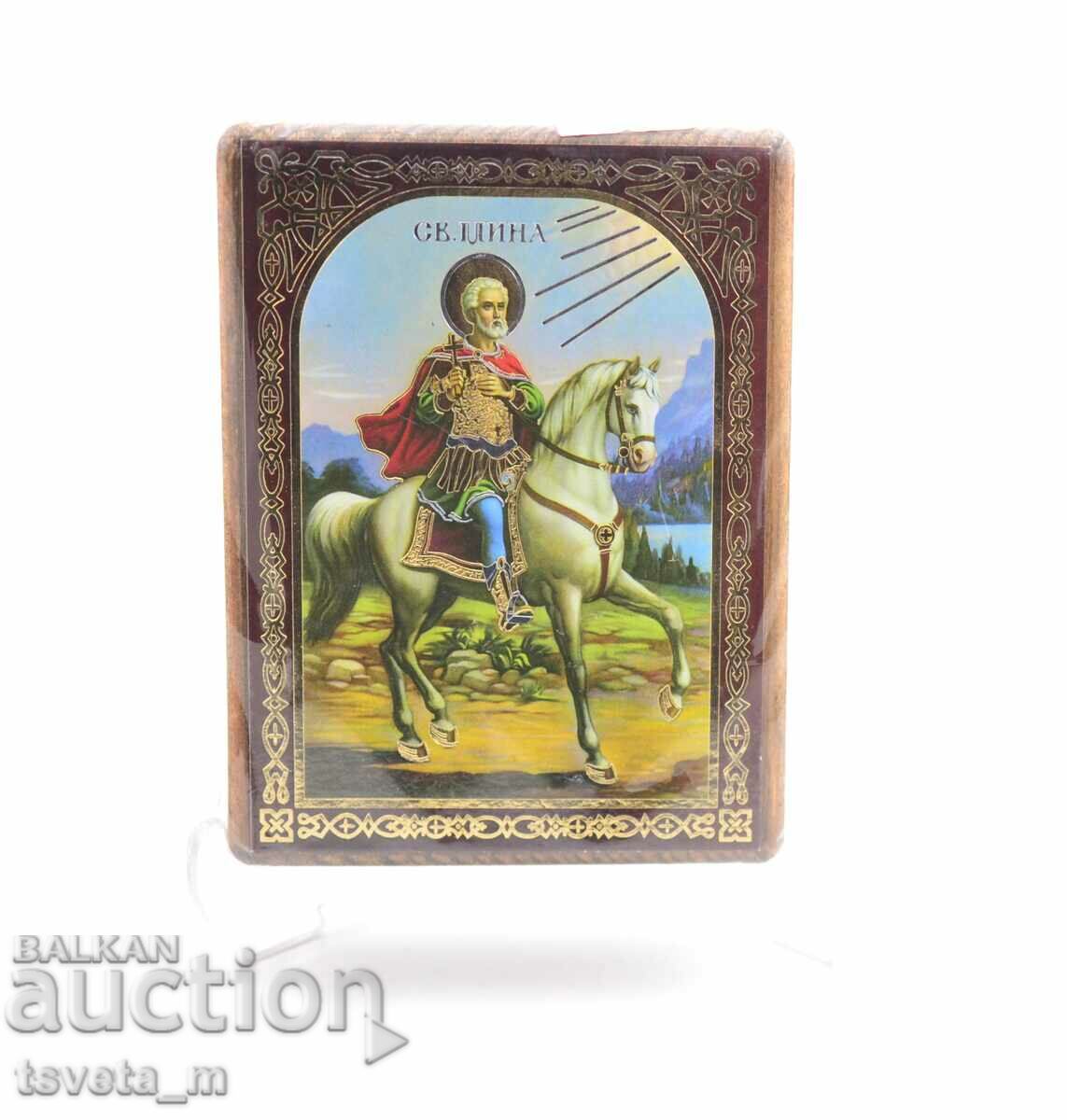 Small wooden icon - Saint Mina with price 15.00 BGN | € 7.67 Small wooden icon - Saint Mina with price 15.00 BGN | € 7.67