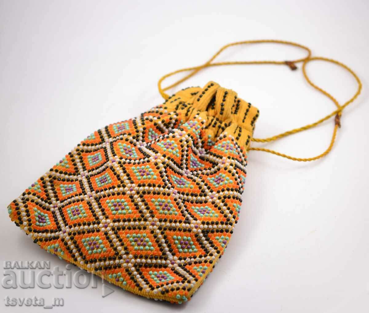 Vintage bag with beads, handmade