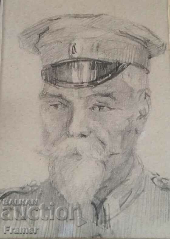 Hristo Danov 1877–1937 Portret ofițer al Primului Război Mondial cu preț 380.00 BGN | € 194.29