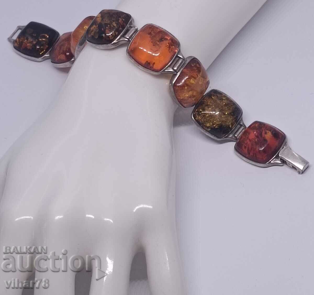 Auction silver bracelet with amber Auction silver bracelet with amber