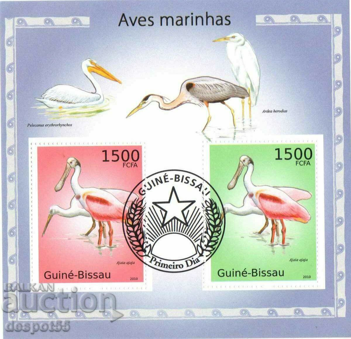 2010. Guineea Bissau. Fauna - Păsări marine. Bloc.