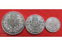 Lot de 50 de cenți, 1 leva, 2 leva 1913