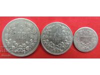 Лот 50 стотинки , 1 лев , 2 лева 1891 г.