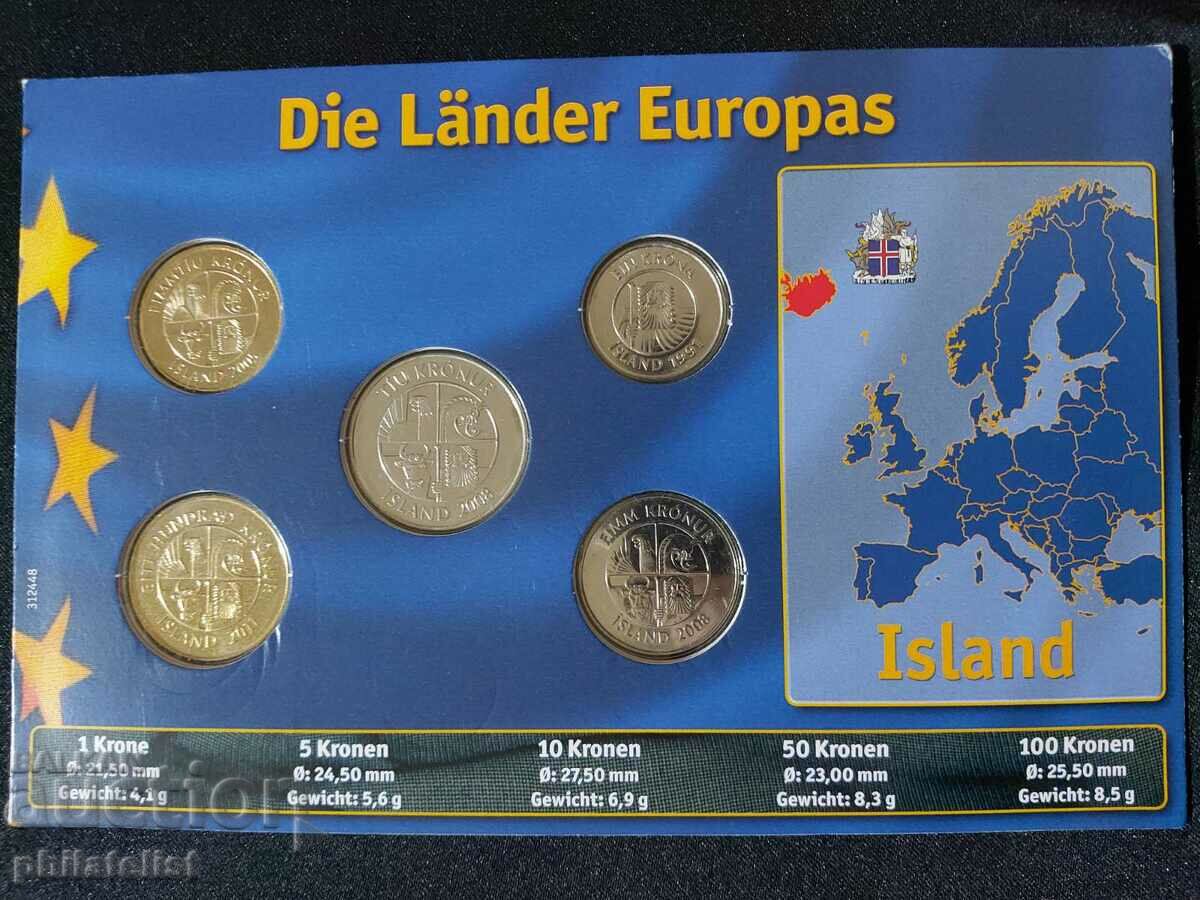 Iceland 1991-2011 - Complete set of 5 coins with price 22.00 BGN | € 11.25