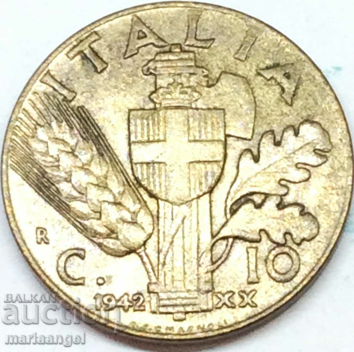 1942 10 centesimi Italy brass